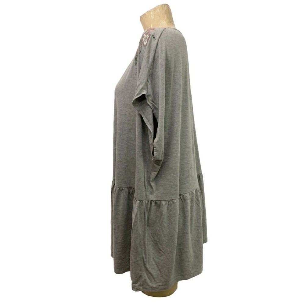 Lane Bryant Shirt Plus Size 22 24 60” Scoop Neck Short Sleeve Gray Floral Rayon - Picture 3 of 5